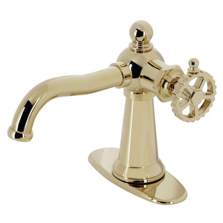 Kingston Brass Single-Handle Bathroom Faucet with Push Pop-Up, Polished Brass KSD3542CG